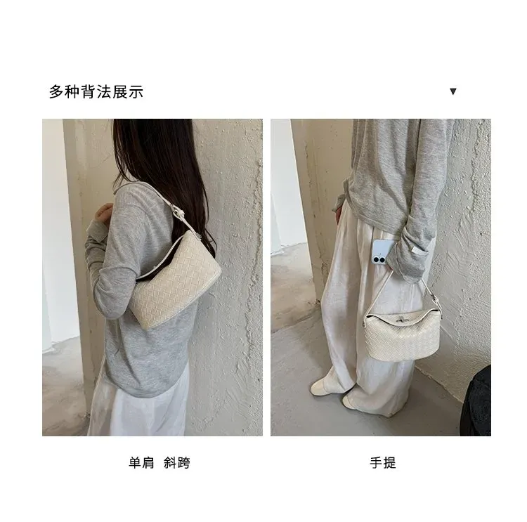 Tas Selempang Wanita Bahan PU Sintetis Model Quilted Warna Hitam Model Hobo Tali Stok Grosir