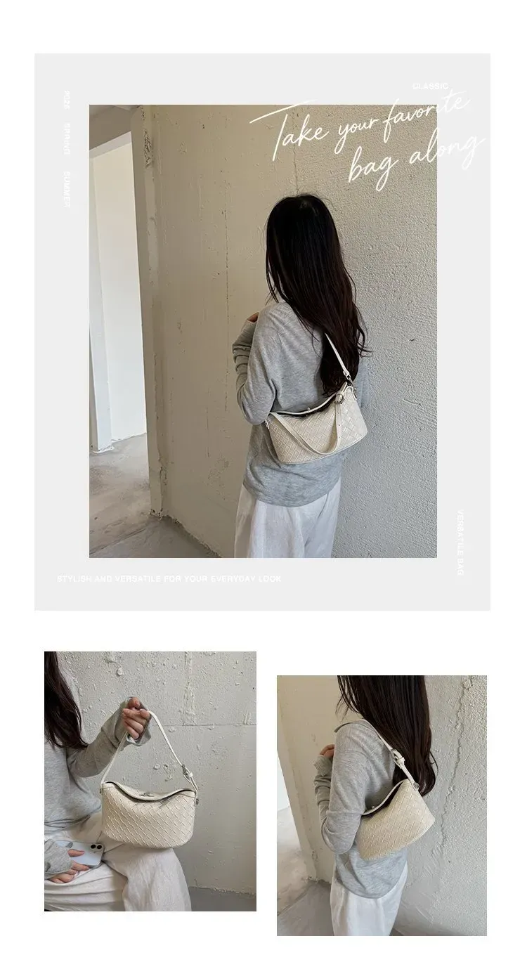 Tas Selempang Wanita Bahan PU Sintetis Model Quilted Warna Hitam Model Hobo Tali Stok Grosir