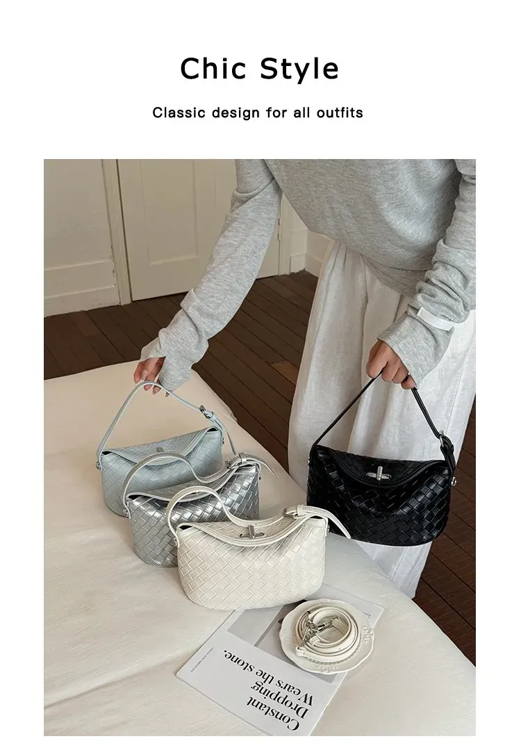 Tas Selempang Wanita Bahan PU Sintetis Model Quilted Warna Hitam Model Hobo Tali Stok Grosir