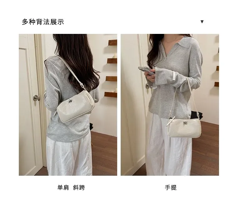 Tas Selempang Wanita Bahan PU Sintetis Polos Warna Hitam Bentuk Kotak Tali Resleting Grosir