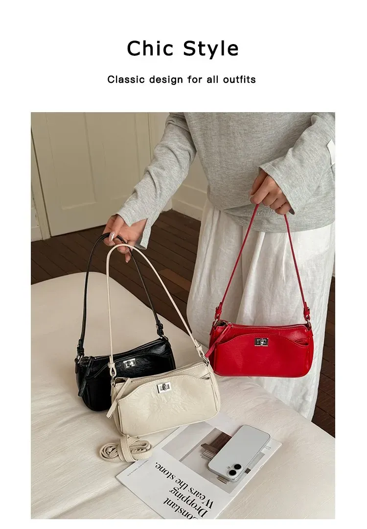 Tas Selempang Wanita Bahan PU Sintetis Polos Warna Hitam Bentuk Kotak Tali Resleting Grosir