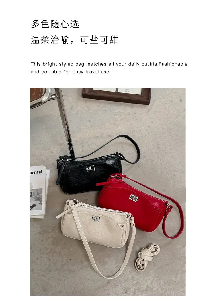 Tas Selempang Wanita Bahan PU Sintetis Polos Warna Hitam Bentuk Kotak Tali Resleting Grosir