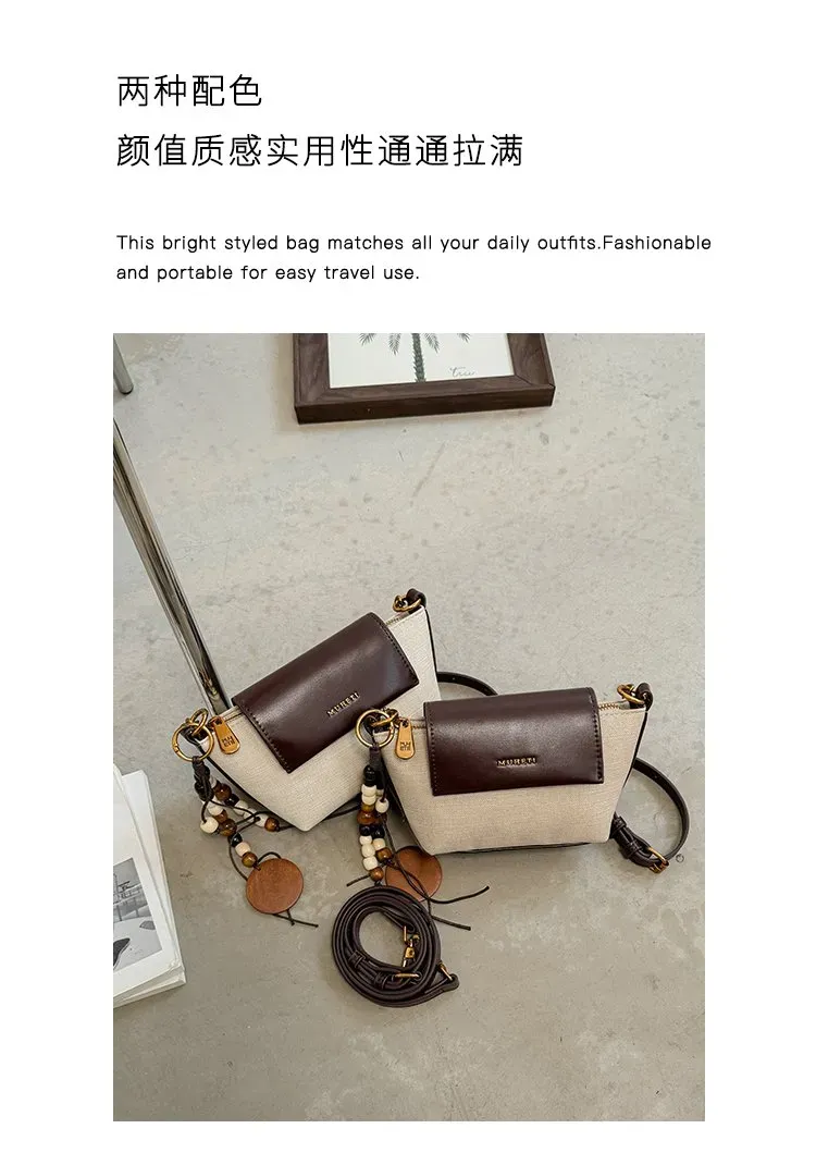 Tas Selempang Wanita Bahan PU Sintetis Polos Warna Beige Bentuk Kotak Tali Resleting Grosir