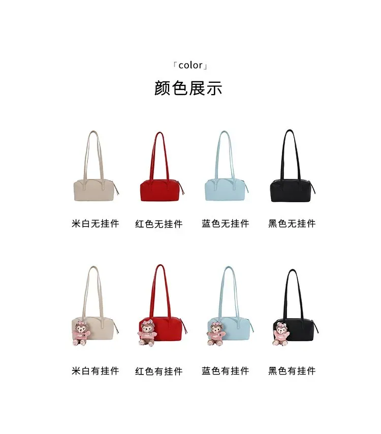 Tas Selempang Wanita Bahan PU Sintetis Polos Warna Hitam Bentuk Kotak Tali Dengan Gantungan