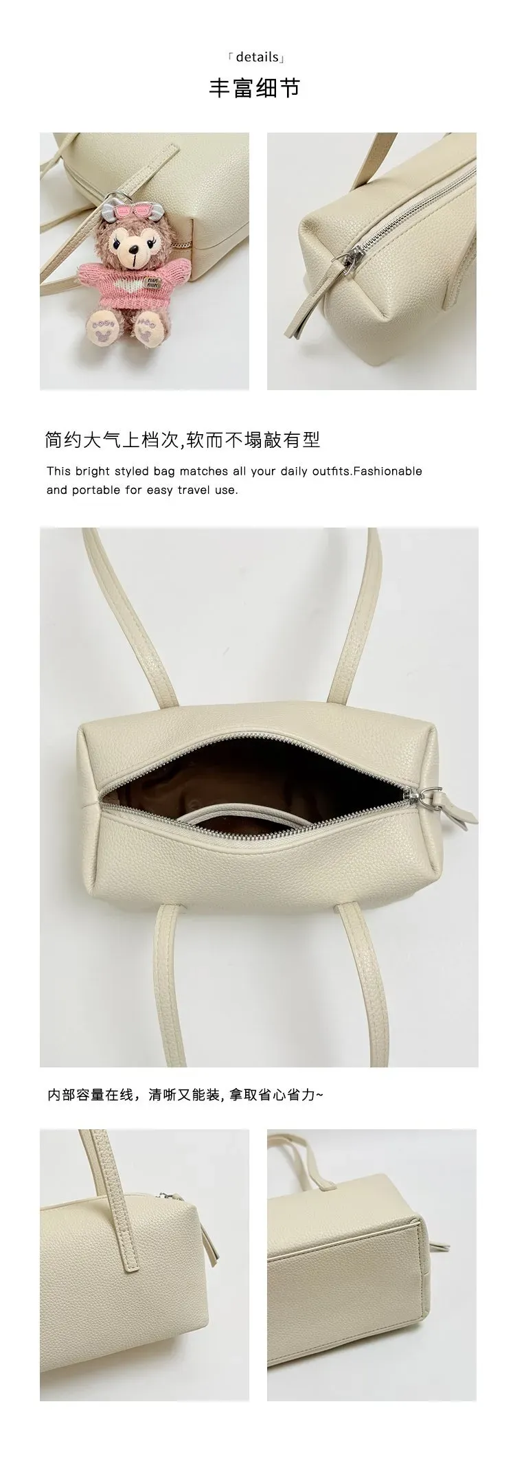 Tas Selempang Wanita Bahan PU Sintetis Polos Warna Hitam Bentuk Kotak Tali Dengan Gantungan