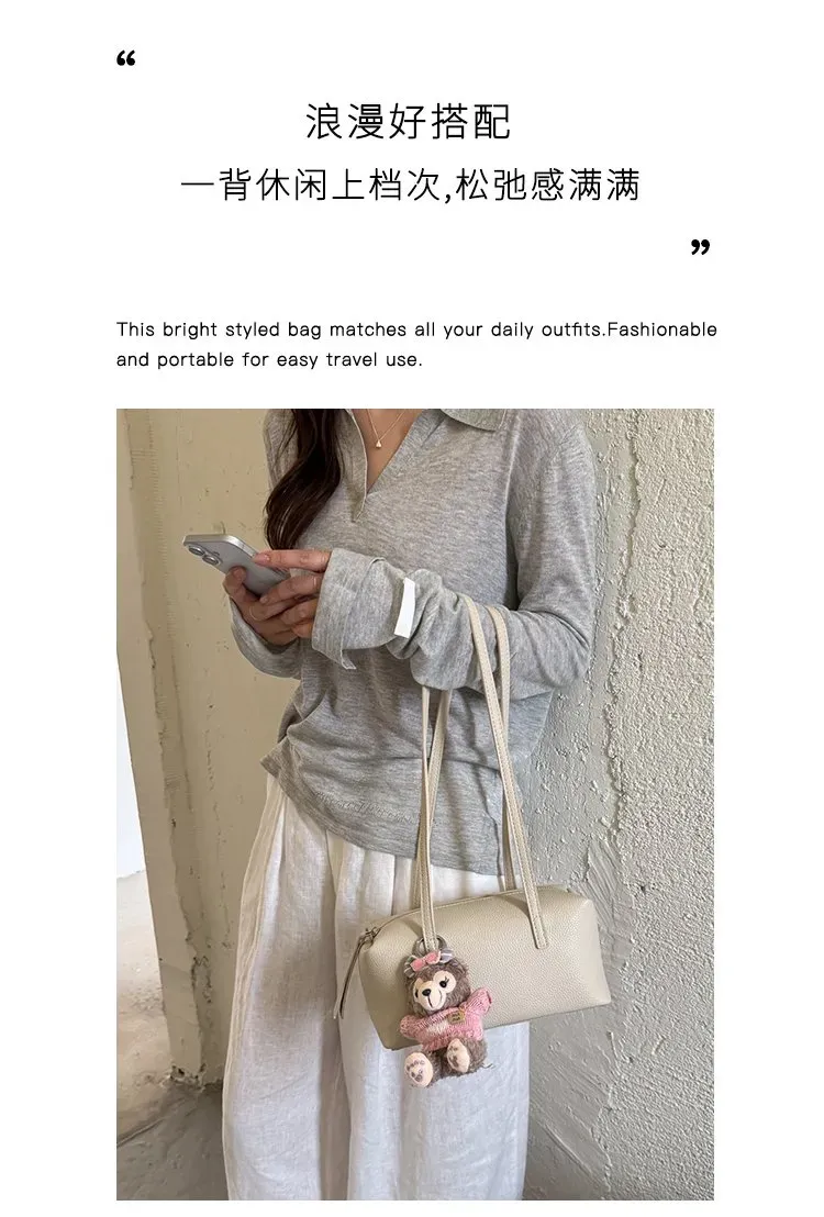 Tas Selempang Wanita Bahan PU Sintetis Polos Warna Hitam Bentuk Kotak Tali Dengan Gantungan