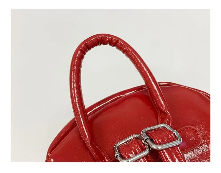 Tas Ransel Anak Bahan PU Sintetis Motif Print Warna Merah Bentuk Kotak Tali Grosir Import