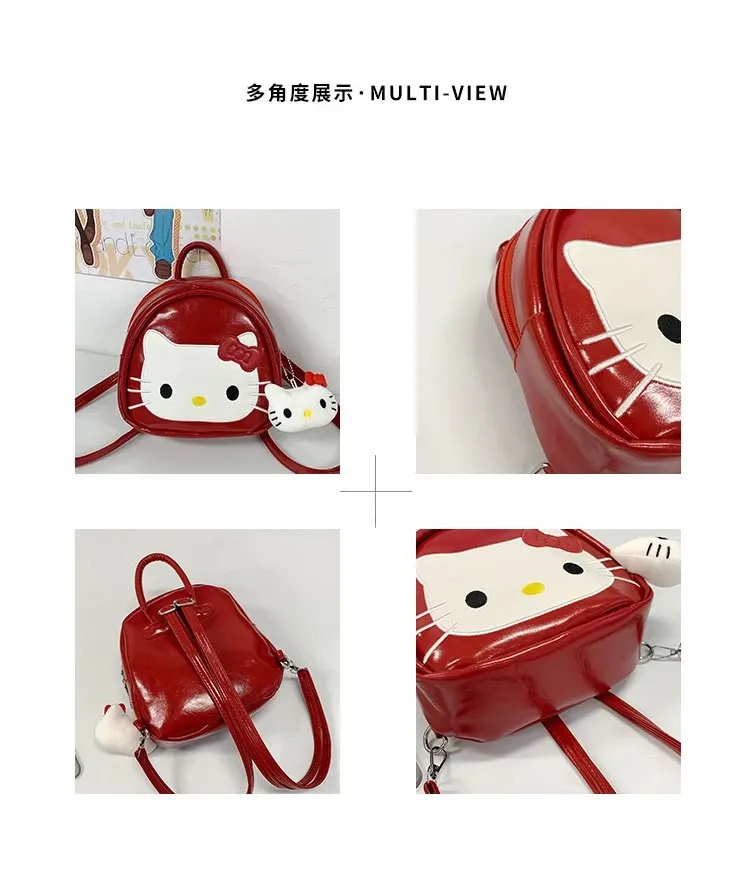 Tas Ransel Anak Bahan PU Sintetis Motif Print Warna Merah Bentuk Kotak Tali Grosir Import