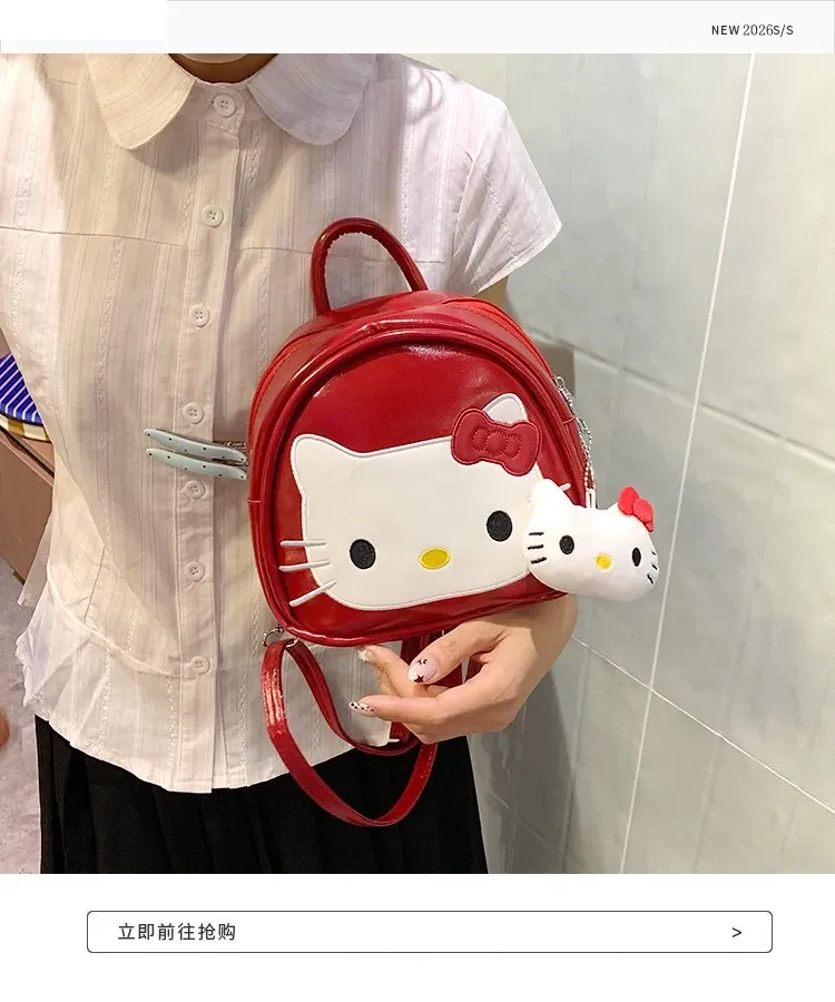 Tas Ransel Anak Bahan PU Sintetis Motif Print Warna Merah Bentuk Kotak Tali Grosir Import