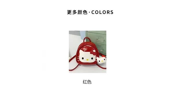 Tas Ransel Anak Bahan PU Sintetis Motif Print Warna Merah Bentuk Kotak Tali Grosir Import