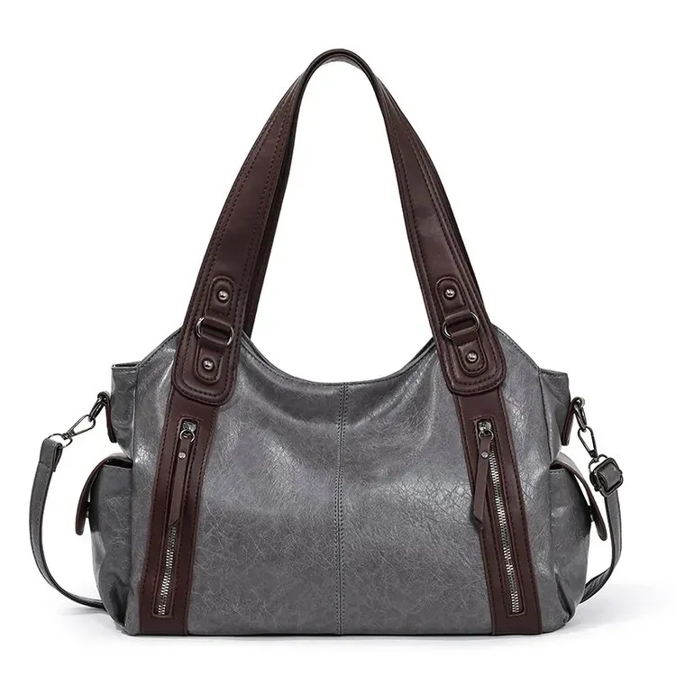 Tas Bahu Wanita Bahan PU Sintetis Polos Bentuk Kotak Tali Lebar Resleting Grosir Import