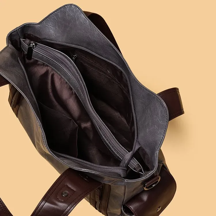 Tas Bahu Wanita Bahan PU Sintetis Polos Bentuk Kotak Tali Lebar Resleting Grosir Import