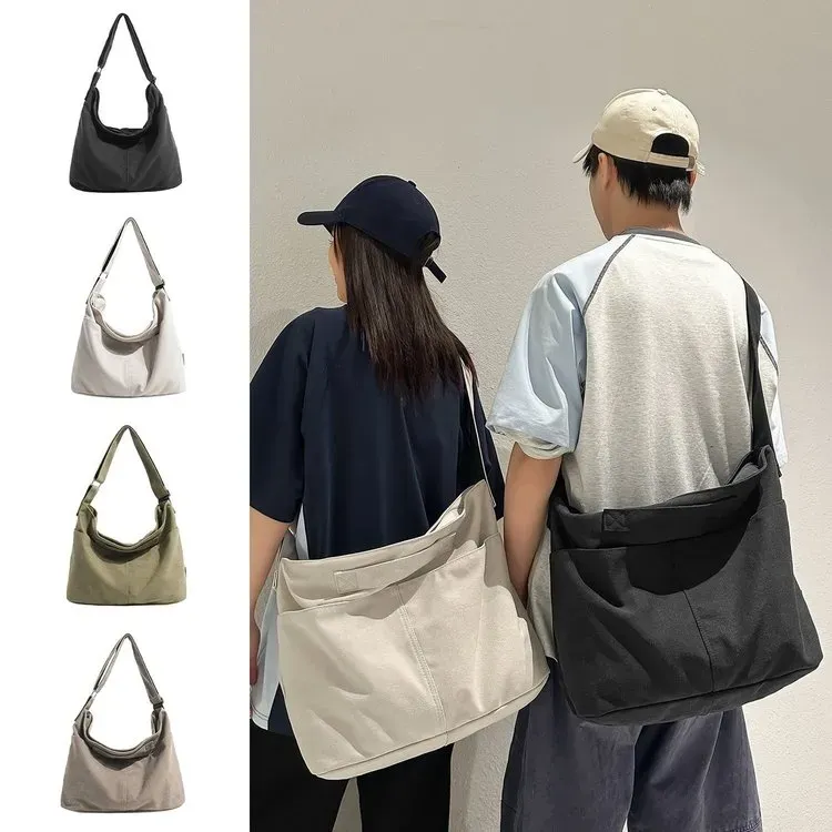 Tas Selempang Pria Bahan Kain Polos Warna Hijau Bentuk Bulat Tali Panjang Grosir Import