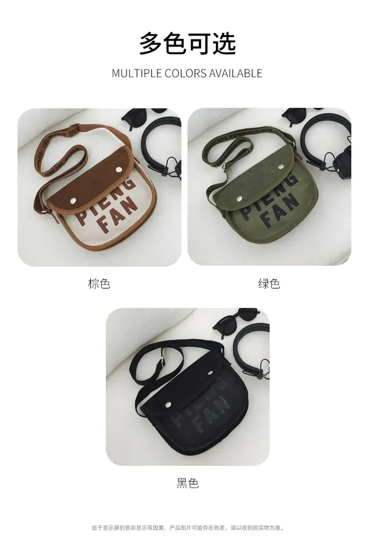 Tas Selempang Wanita Bahan Kanvas Polos Bentuk Crescent Tali Panjang Resleting Grosir Import