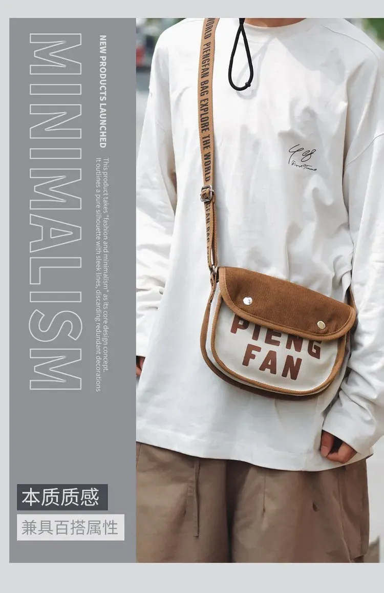 Tas Selempang Wanita Bahan Kanvas Polos Bentuk Crescent Tali Panjang Resleting Grosir Import