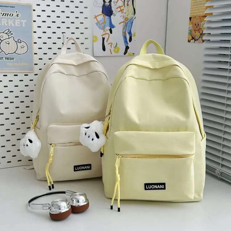 Tas Ransel Wanita Bahan Nylon Motif Polkadot Warna Biru Bentuk Kotak Tali Lebar Grosir Import
