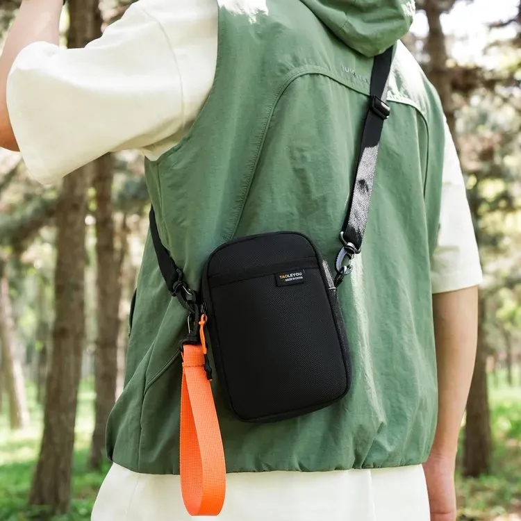 Tas Selempang Wanita Bahan Nylon Polos Warna Hitam Bentuk Kotak Tali Panjang untuk Jualan