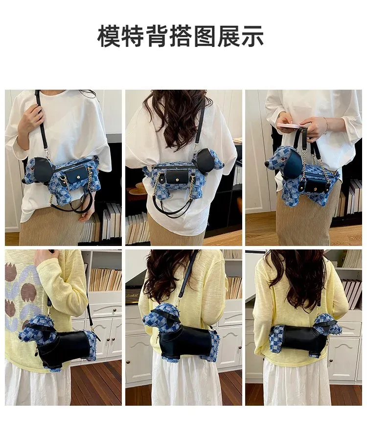 Tas Selempang Wanita Bahan PU Sintetis Motif Print Warna Biru Model Hobo Tali Grosir Import