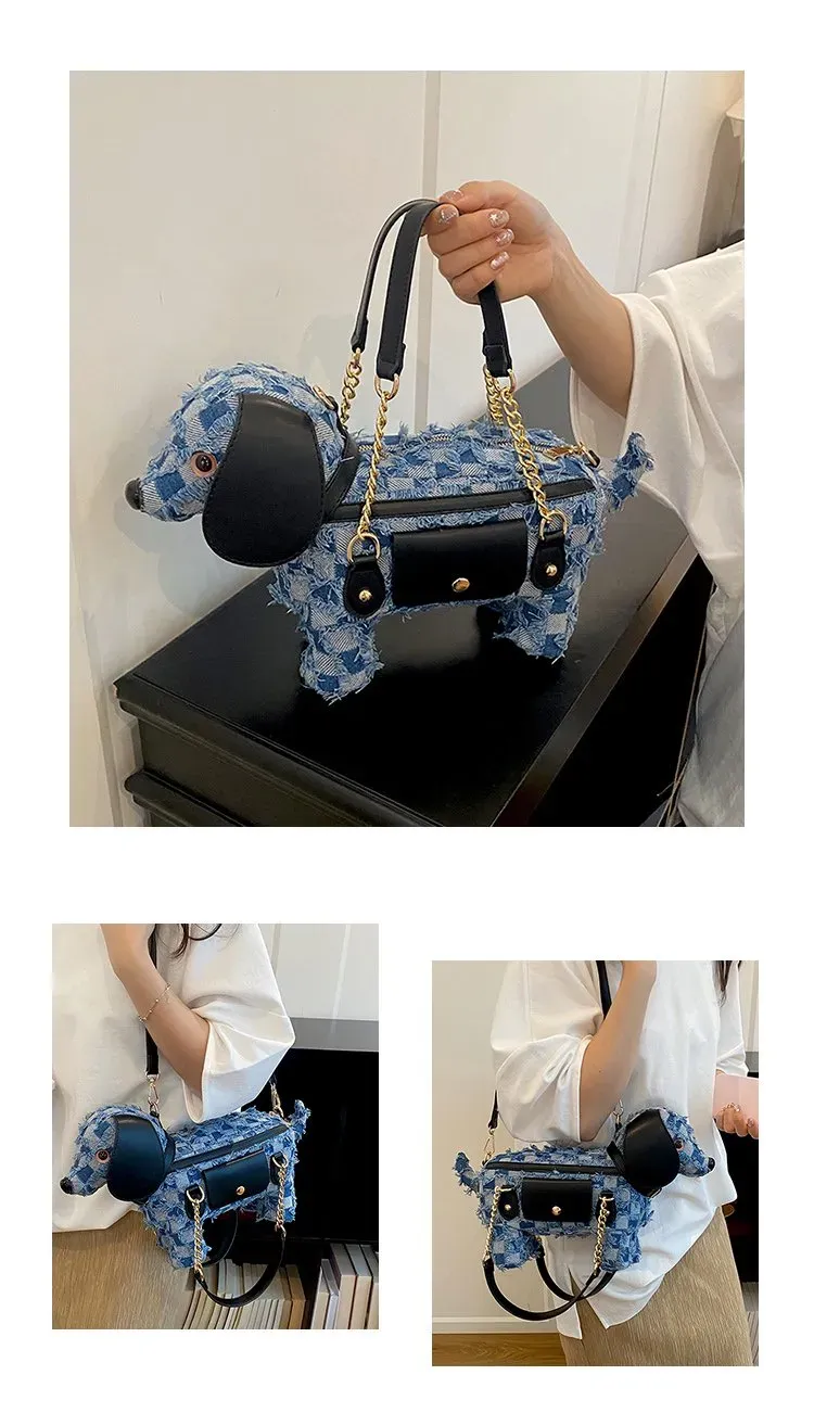 Tas Selempang Wanita Bahan PU Sintetis Motif Print Warna Biru Model Hobo Tali Grosir Import
