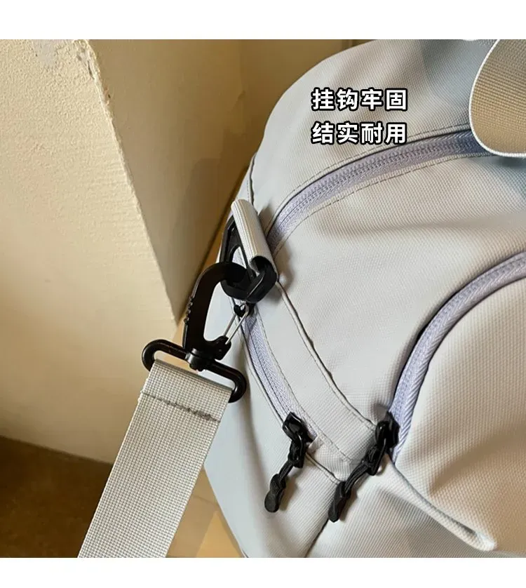Tas Selempang Wanita Bahan Nylon Polos Warna Hitam Bentuk Kotak Tali Panjang untuk Toko Online