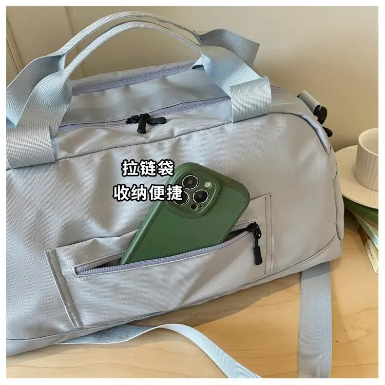 Tas Selempang Wanita Bahan Nylon Polos Warna Hitam Bentuk Kotak Tali Panjang untuk Toko Online