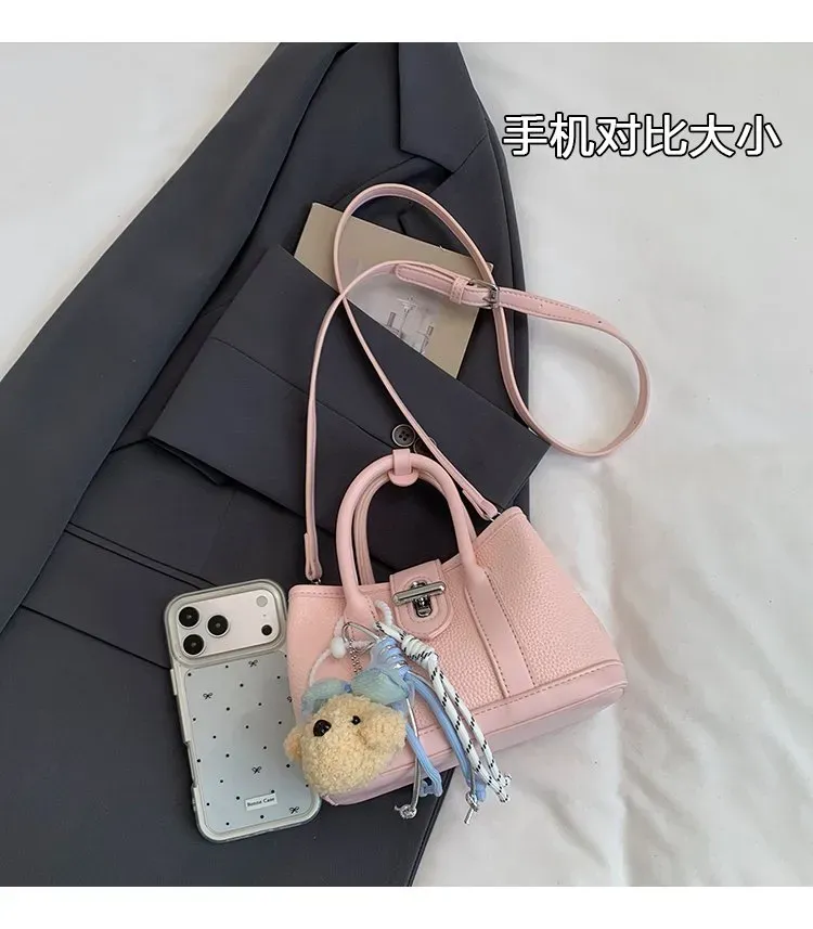 Tas Selempang Wanita Bahan PU Sintetis Polos Warna Biru Bentuk Kotak Tali Pilihan Reseller