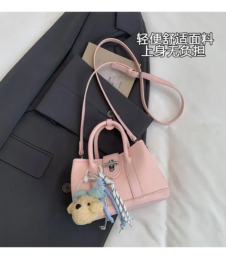 Tas Selempang Wanita Bahan PU Sintetis Polos Warna Biru Bentuk Kotak Tali Pilihan Reseller