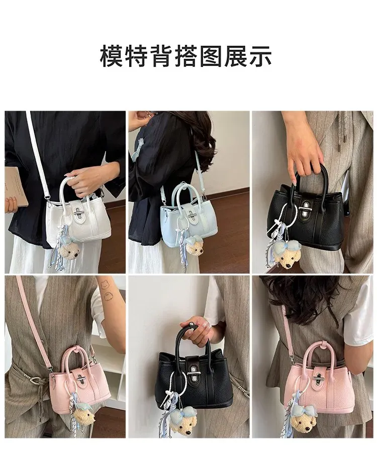 Tas Selempang Wanita Bahan PU Sintetis Polos Warna Biru Bentuk Kotak Tali Pilihan Reseller