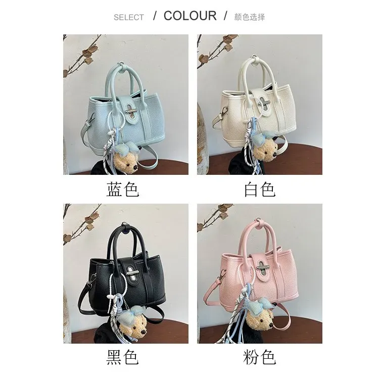 Tas Selempang Wanita Bahan PU Sintetis Polos Warna Biru Bentuk Kotak Tali Pilihan Reseller