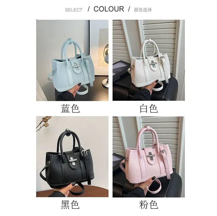 Tas Selempang Wanita Bahan PU Sintetis Polos Warna Biru Bentuk Kotak Tali Pilihan Reseller