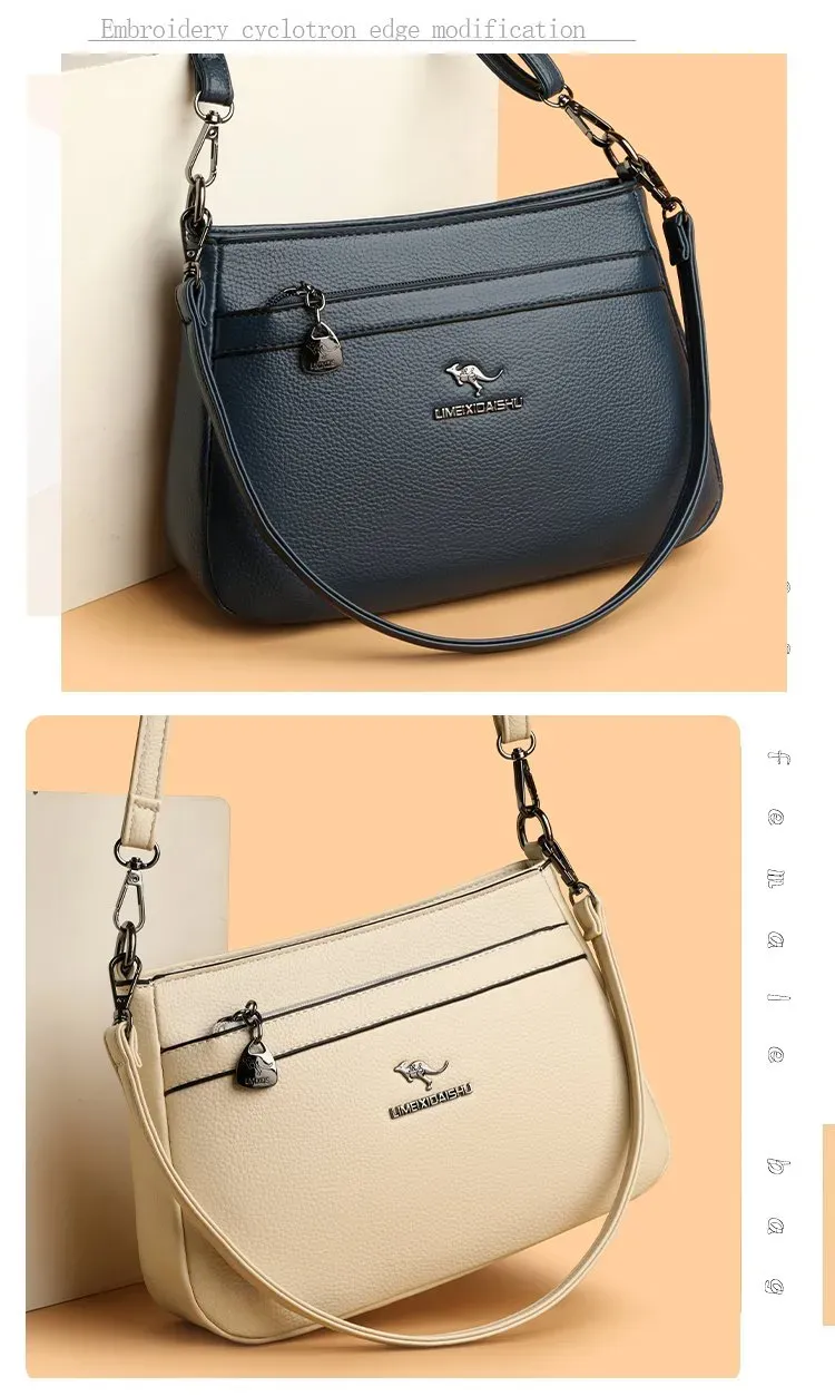Tas Selempang Wanita Bahan PU Sintetis Polos Bentuk Kotak Tali Lebar Resleting Stok Grosir