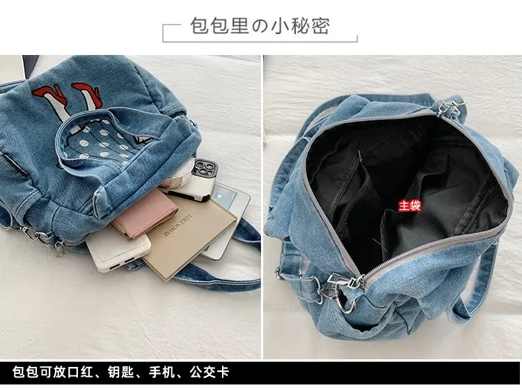 Tas Ransel Wanita Bahan PU Sintetis Motif Print Warna Hitam Bentuk Kotak Tali Pilihan Reseller
