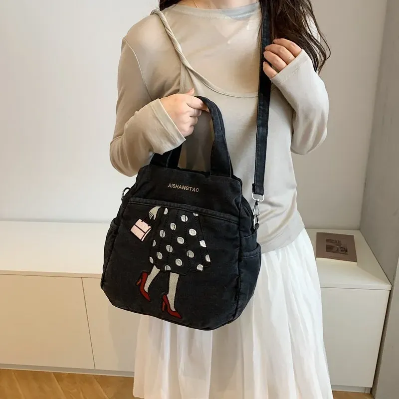 Tas Ransel Wanita Bahan PU Sintetis Motif Print Warna Hitam Bentuk Kotak Tali Pilihan Reseller