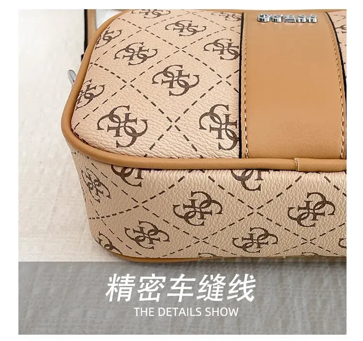 Tas Selempang Wanita Bahan PU Sintetis Motif Print Bentuk Kotak Tali Panjang Resleting Grosir
