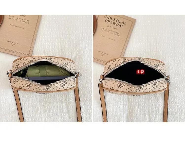 Tas Selempang Wanita Bahan PU Sintetis Motif Print Bentuk Kotak Tali Panjang Resleting Grosir