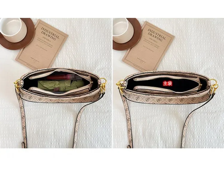 Tas Selempang Wanita Bahan PU Sintetis Motif Print Bentuk Crescent Tali Panjang Grosir Import