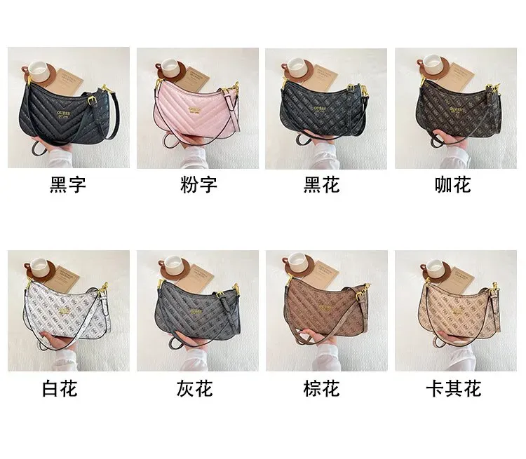 Tas Selempang Wanita Bahan PU Sintetis Motif Print Bentuk Crescent Tali Panjang Grosir Import