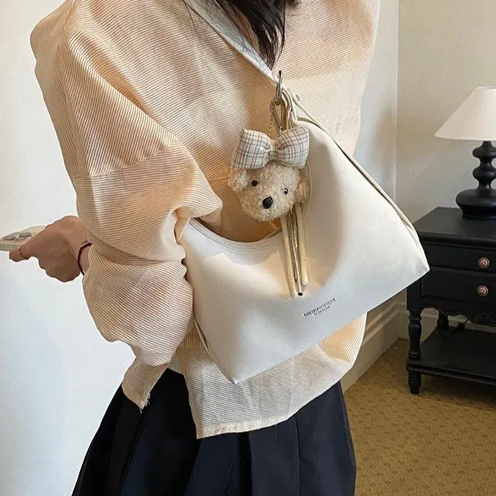 Tas Selempang Wanita Bahan PU Sintetis Polos Warna Hitam Bentuk Kotak Tali Lebar Grosir Import