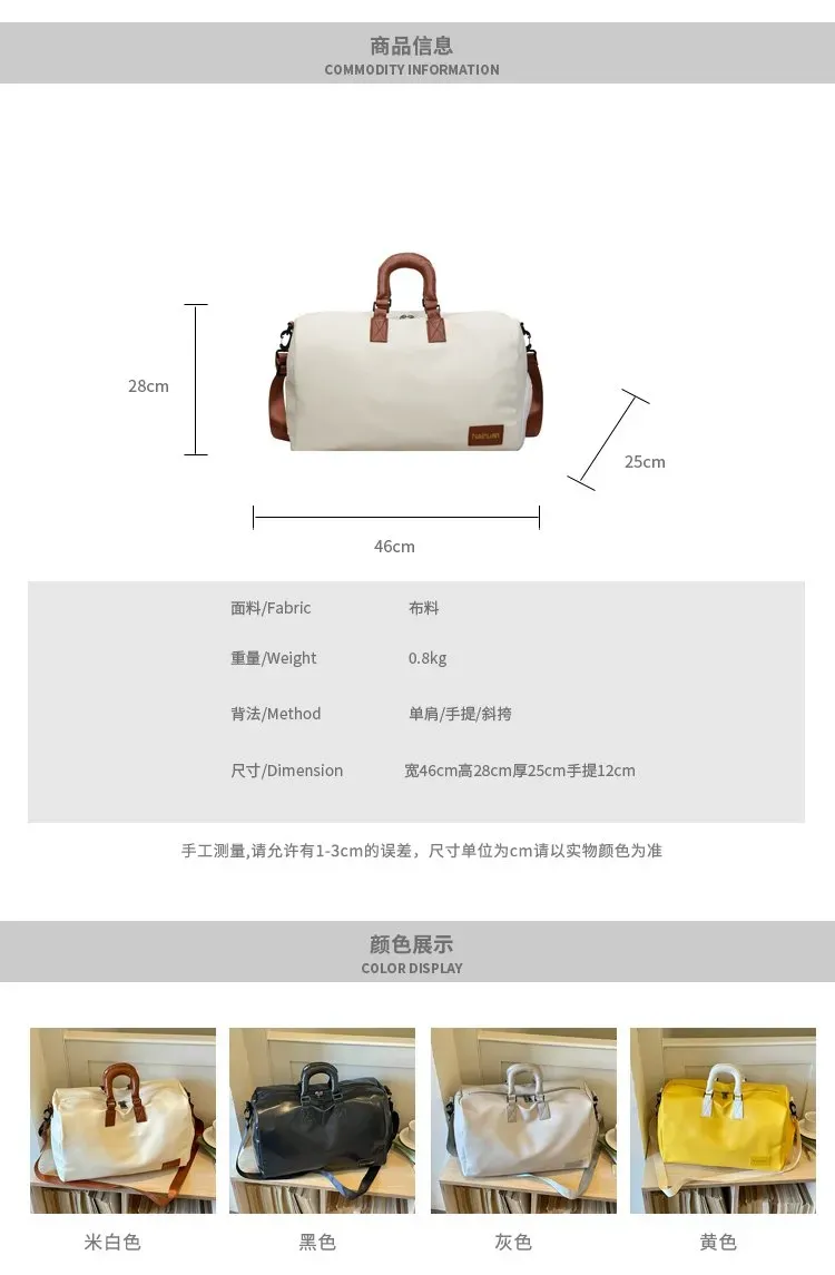 Tas Selempang Wanita Bahan Nylon Polos Warna Putih Bentuk Kotak Tali Panjang untuk Travel