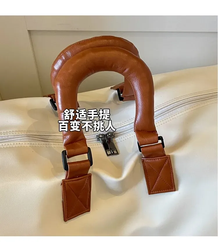 Tas Selempang Wanita Bahan Nylon Polos Warna Putih Bentuk Kotak Tali Panjang untuk Travel