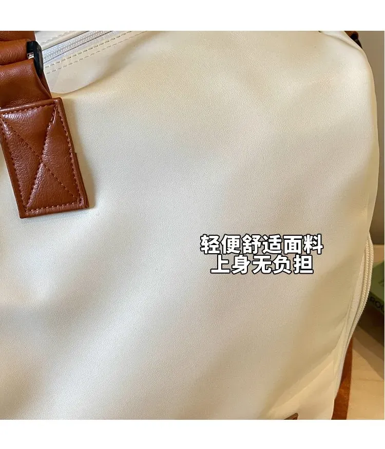Tas Selempang Wanita Bahan Nylon Polos Warna Putih Bentuk Kotak Tali Panjang untuk Travel
