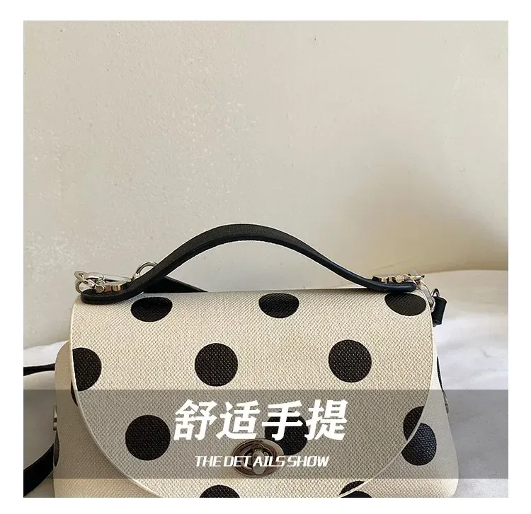 Tas Selempang Wanita Bahan PU Sintetis Motif Polkadot Warna Hitam Bentuk Kotak Katalog Grosir