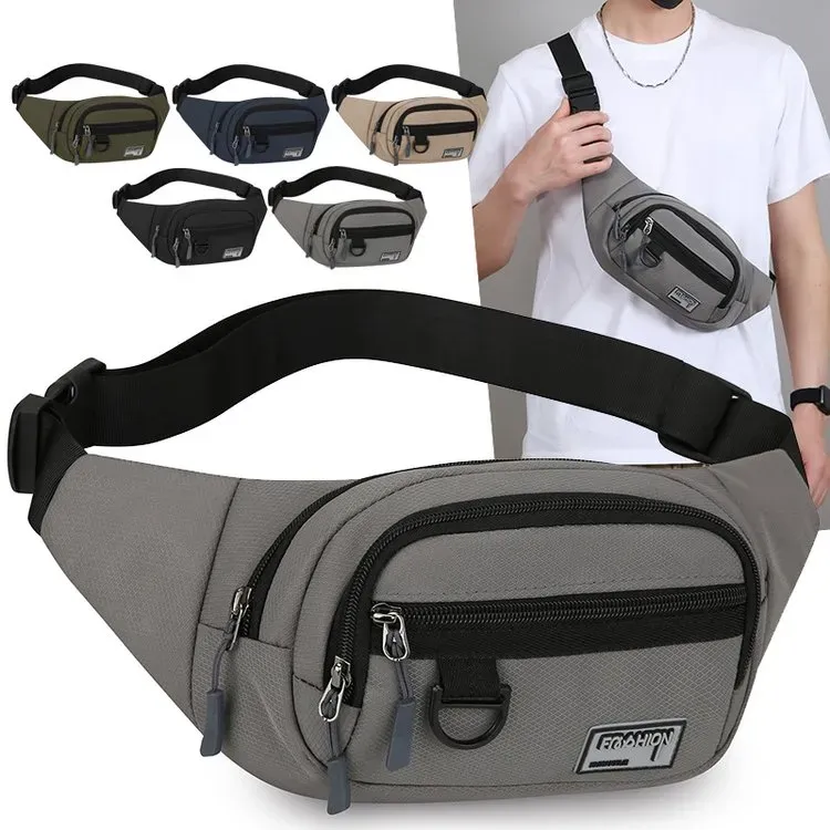 Tas Selempang Pria Bahan Nylon Polos Warna Hitam Bentuk Kotak Tali Lebar Harga Grosir