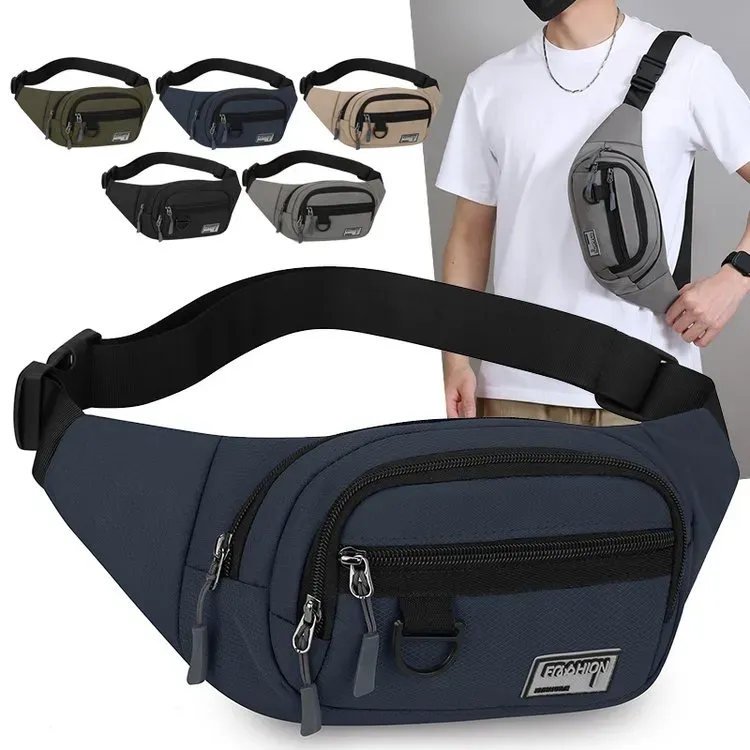Tas Selempang Pria Bahan Nylon Polos Warna Hitam Bentuk Kotak Tali Lebar Harga Grosir