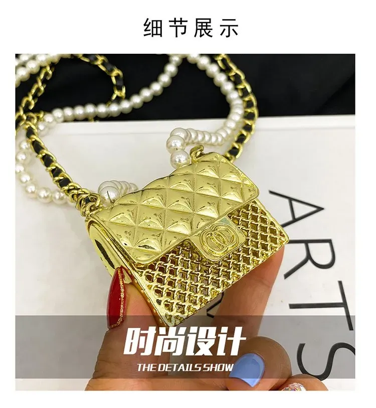 Tas Selempang Wanita Bahan PU Sintetis Model Quilted Warna Gold Bentuk Kotak Grosir Import