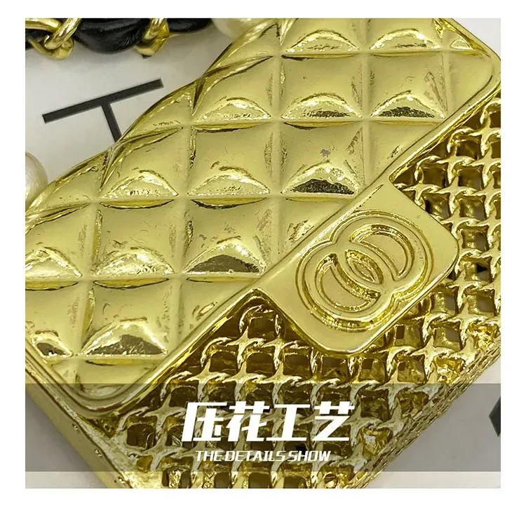 Tas Selempang Wanita Bahan PU Sintetis Model Quilted Warna Gold Bentuk Kotak Grosir Import