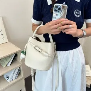 Tas Selempang Wanita Bahan PU Sintetis Polos Warna Putih Bentuk Kotak Tali Stok China