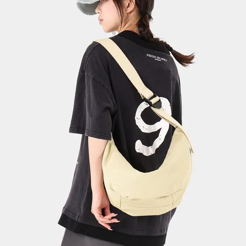 Tas Selempang Wanita Bahan PU Sintetis Polos Warna Hijau Model Hobo Tali Lebar Grosir Import