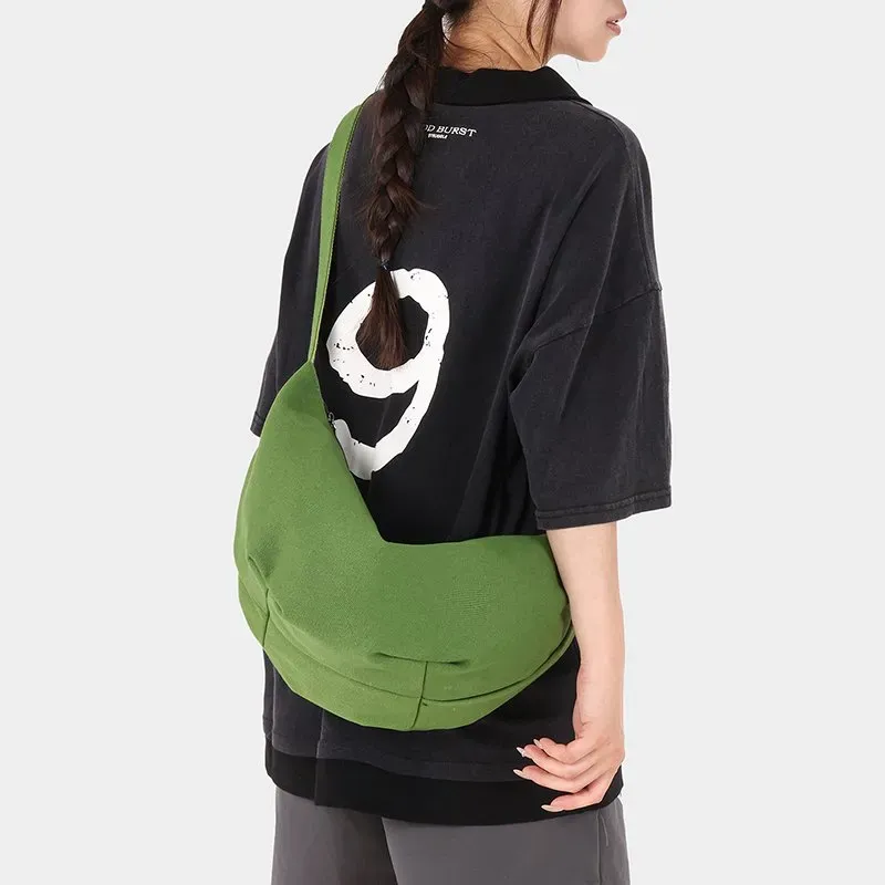 Tas Selempang Wanita Bahan PU Sintetis Polos Warna Hijau Model Hobo Tali Lebar Grosir Import kategori tas selempang grosir