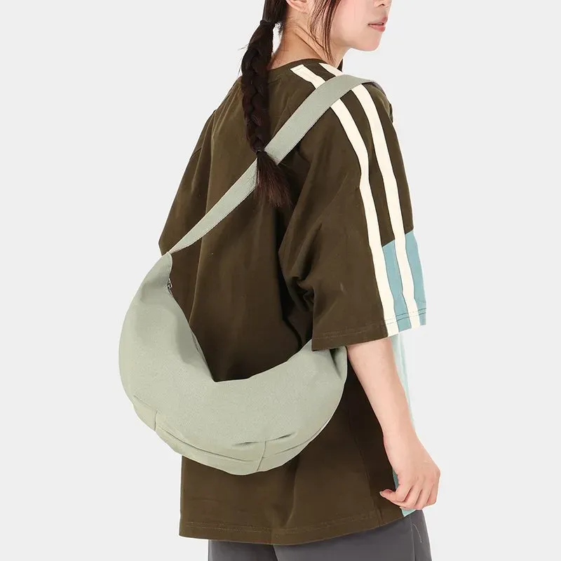 Tas Selempang Wanita Bahan PU Sintetis Polos Warna Hijau Model Hobo Tali Lebar Grosir Import